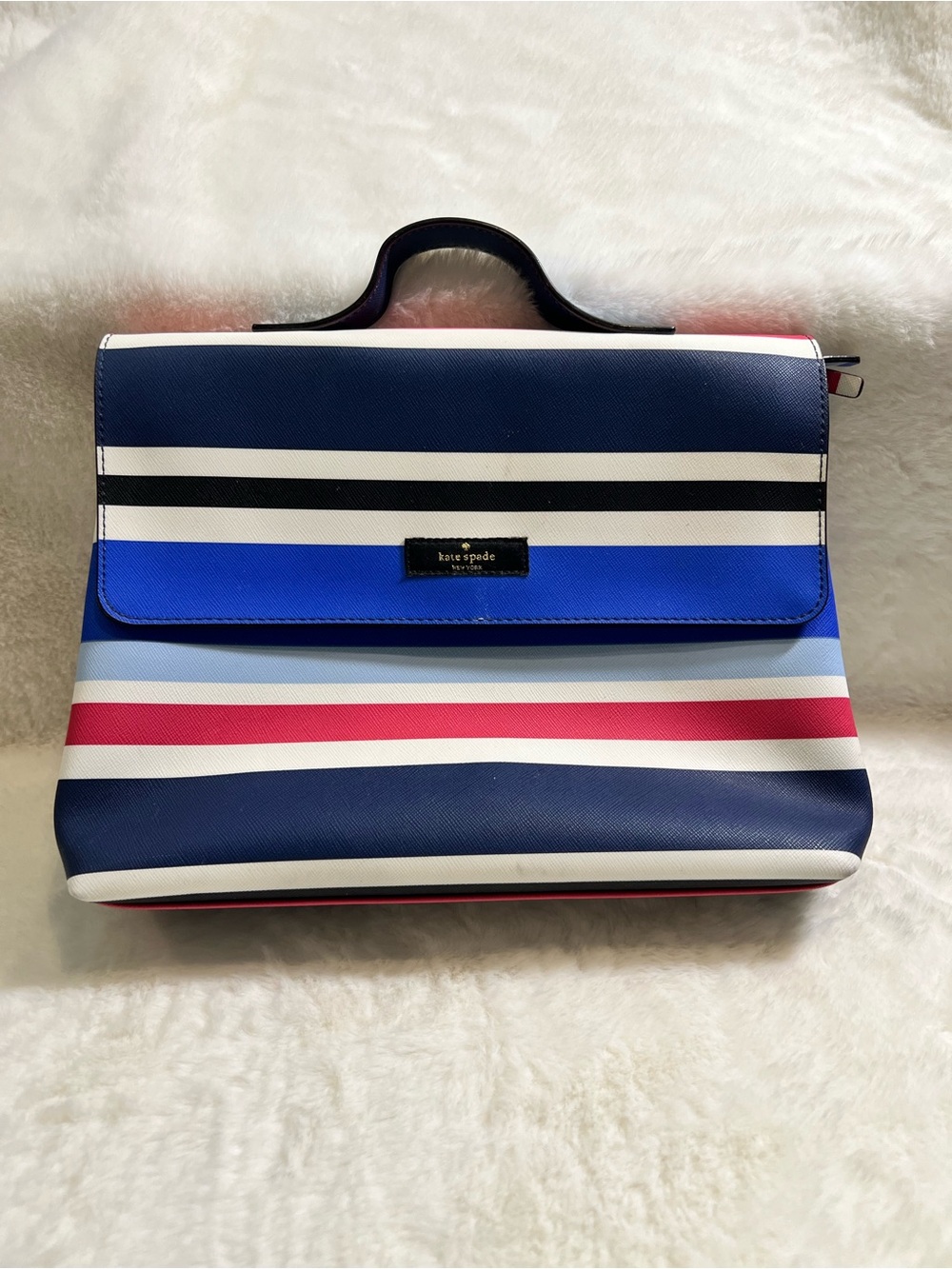 Kate Spade Stripe Toiletry Makeup Bag **READ Description**